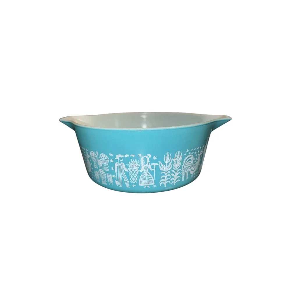 Vintage Pyrex Butterprint Turquoise Cinderella Mixing Bowl 442 2.5 Qt Amish